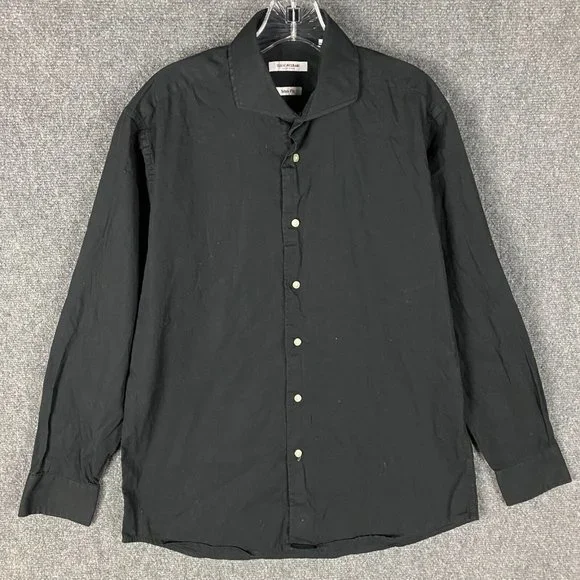 Isaac Mizrahi | Shirts | Isaac Mizrahi Button Up Shirt Mens 6 Slim Fit 3435  10 Cotton Black | Poshmark